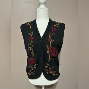 Women’s Vintage Ivy Collectibles Fall Winter Beaded Cotton Blend Vest Sz M